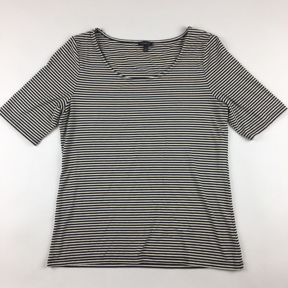 Talbots Women’s Striped Scoop Neck Top Size M.